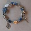 Blue sodalite with sterling silver message beads, crucifix, and Miraculous Medal.